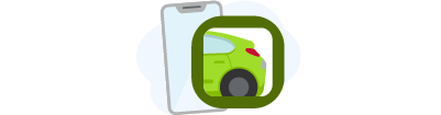 Green graphic of a smartphone taking a picture of a vehicle.